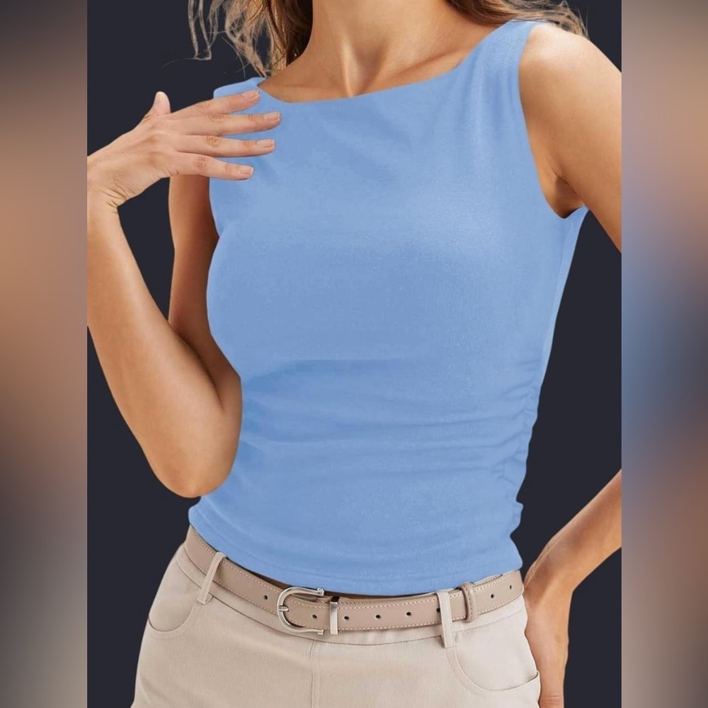 Blue Sleeveless Tank Top